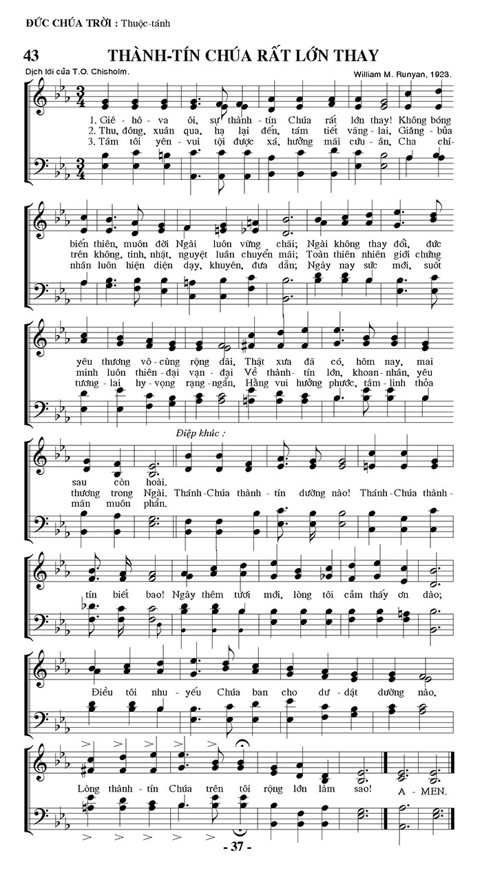 Sheet nhạc Thành tín Chúa rất lớn thay - Trang 1