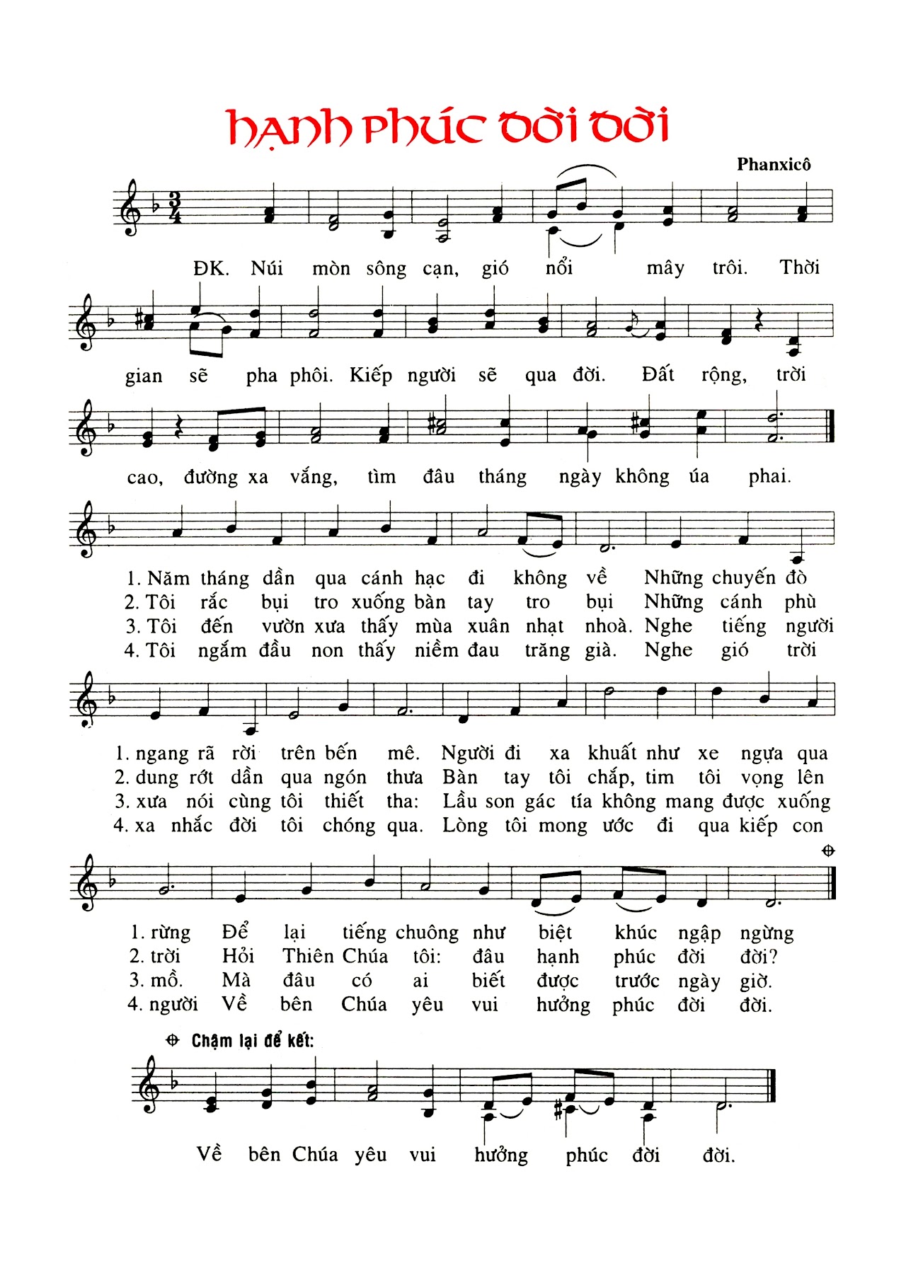 Sheet nhạc Hạnh phúc đời đời - Trang 1