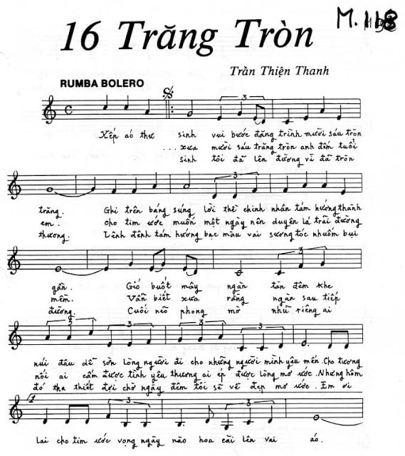 Sheet nhạc Mười sáu trăng tròn - Trang 1