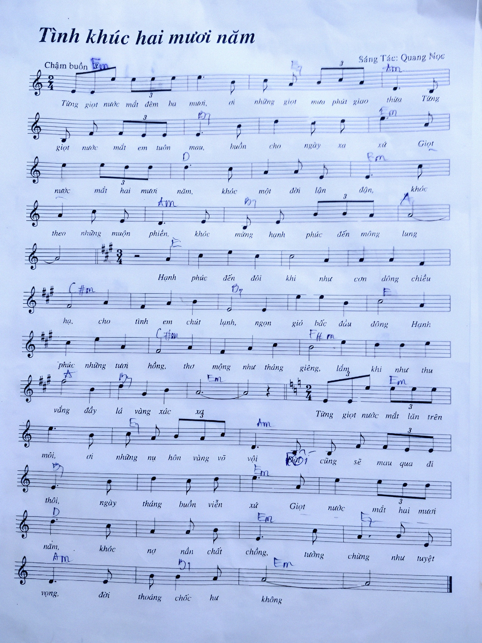 Sheet nhạc Tình khúc 20 năm - Trang 1