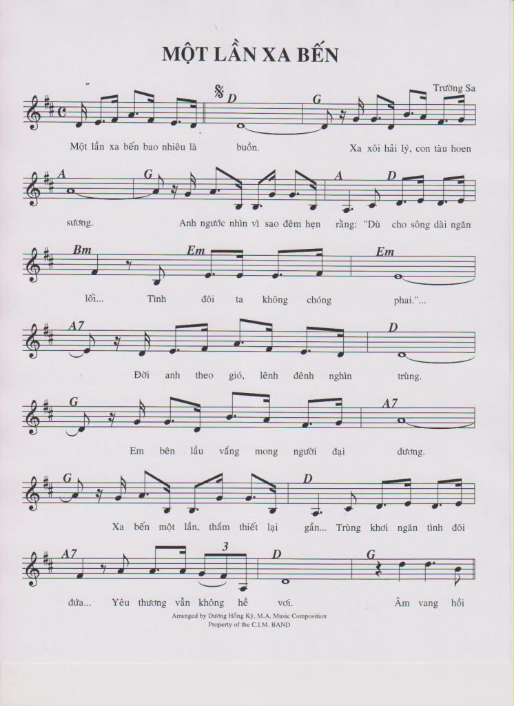 Sheet nhạc Một lần xa bến - Trang 1