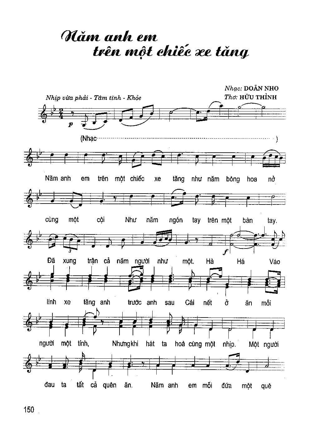 Sheet nhạc Năm anh em trên một chiếc xe tăng - Trang 1