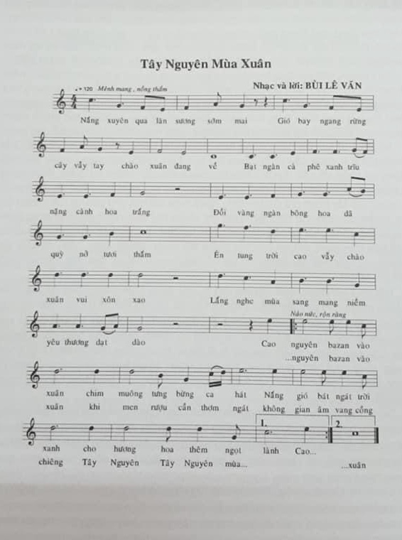 Sheet nhạc Tây Nguyên mùa xuân - Trang 2