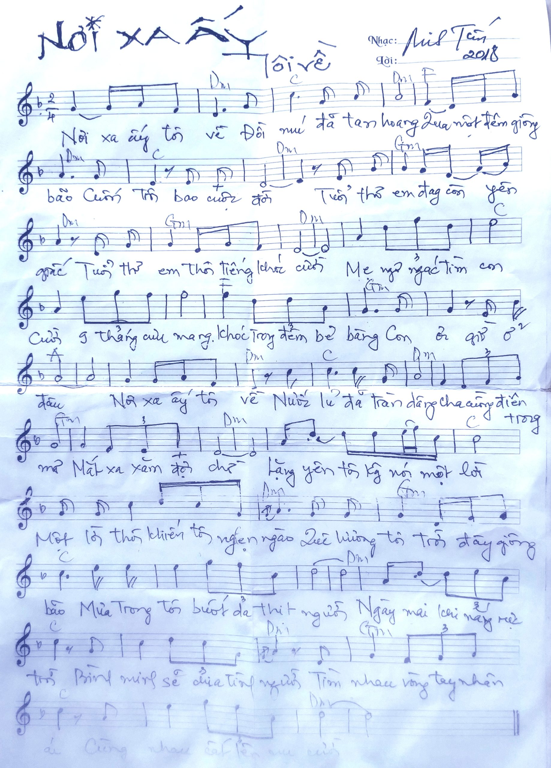 Sheet nhạc Nơi xa ấy tôi về - Trang 1