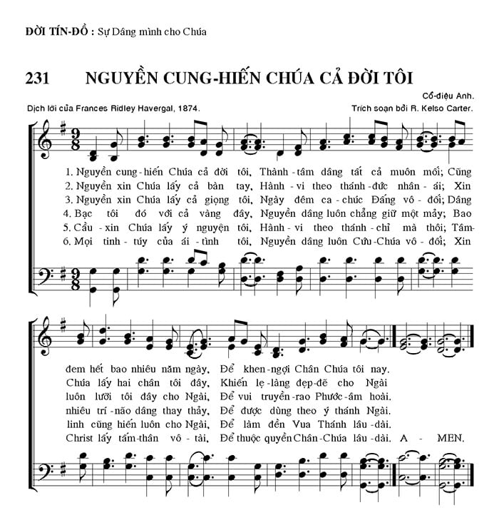 Sheet nhạc Nguyền cung hiến Chúa cả đời tôi - Trang 1