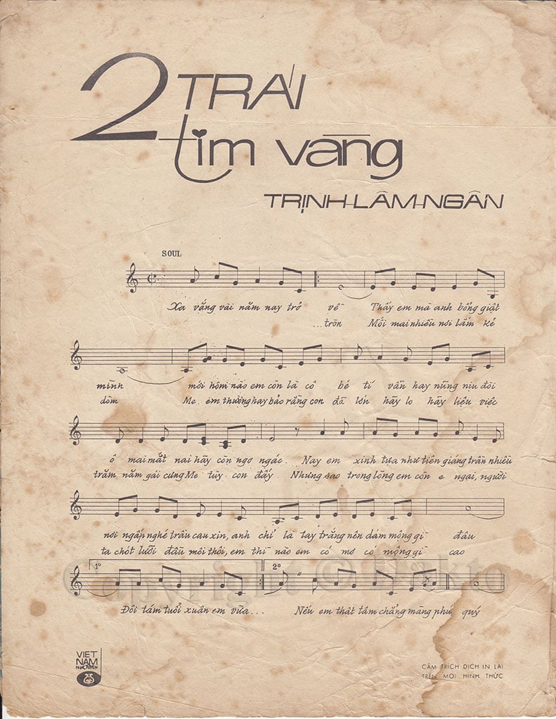 Sheet nhạc Hai trái tim vàng - Trang 2