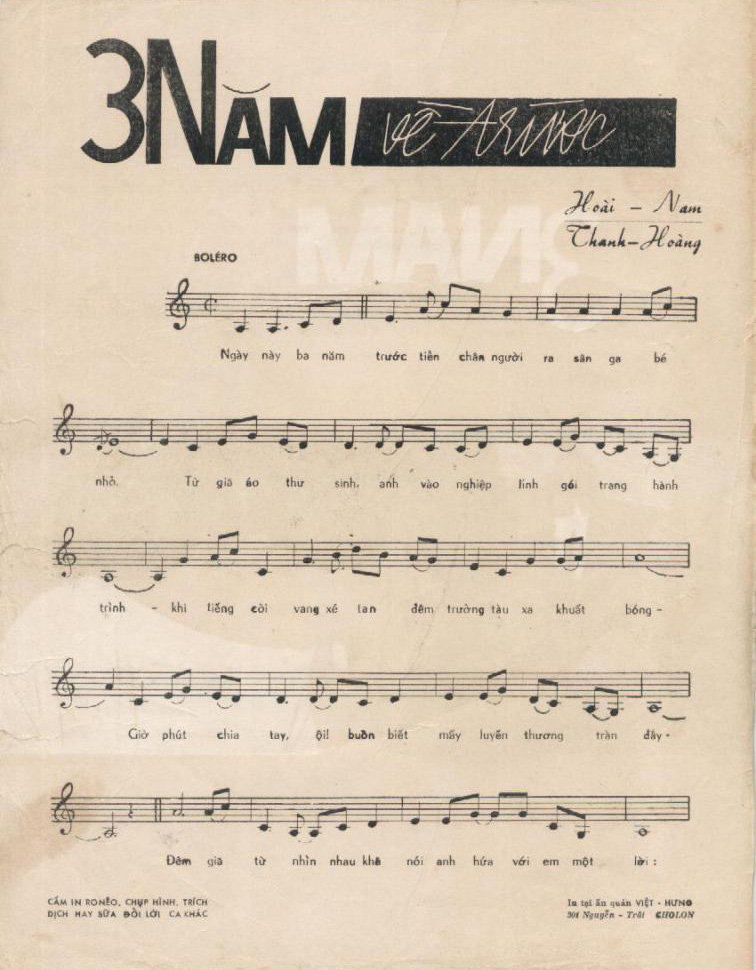 Sheet nhạc Ba năm về trước - Trang 2