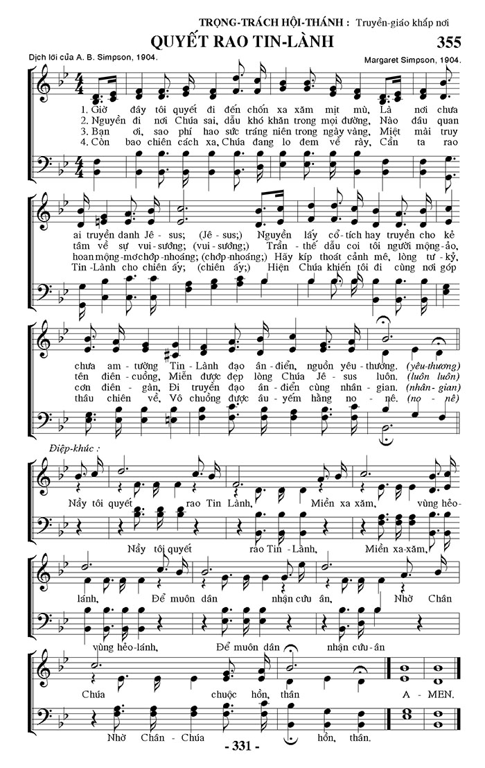 Sheet nhạc Quyết rao Tin Lành - Trang 1