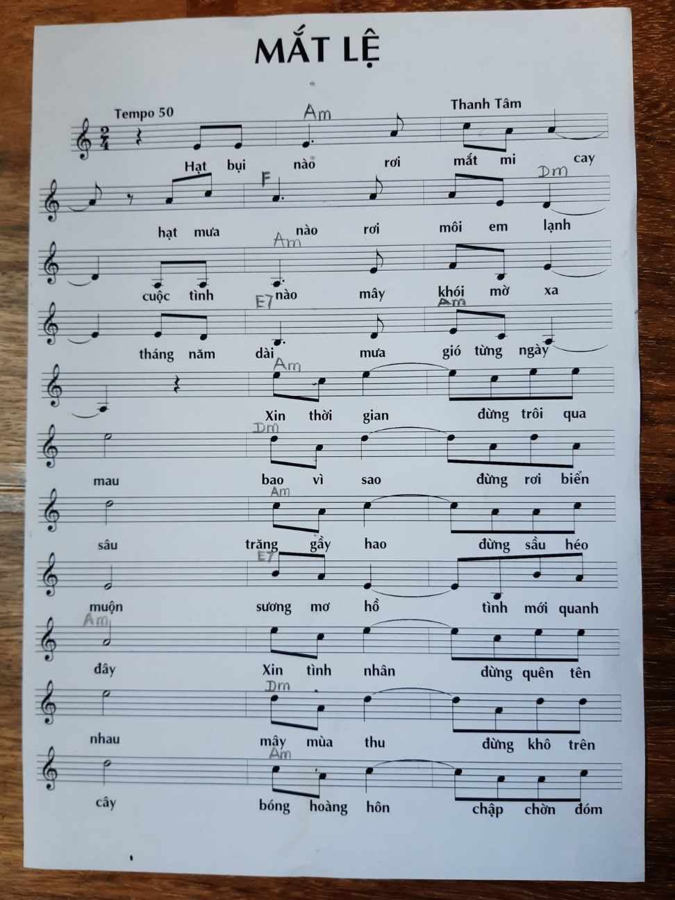 Sheet nhạc Mắt lệ - Trang 1