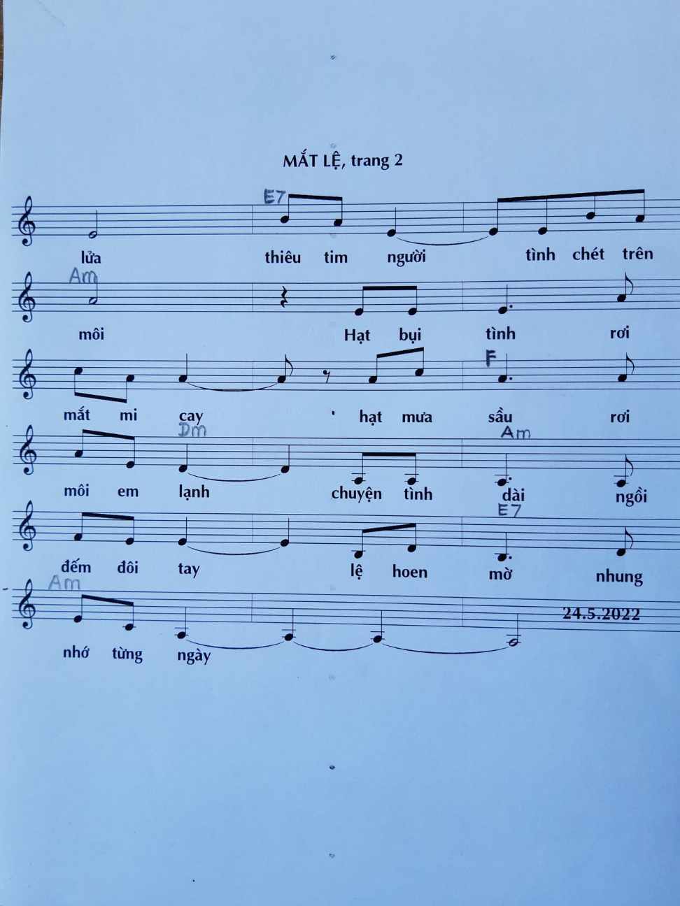 Sheet nhạc Mắt lệ - Trang 2