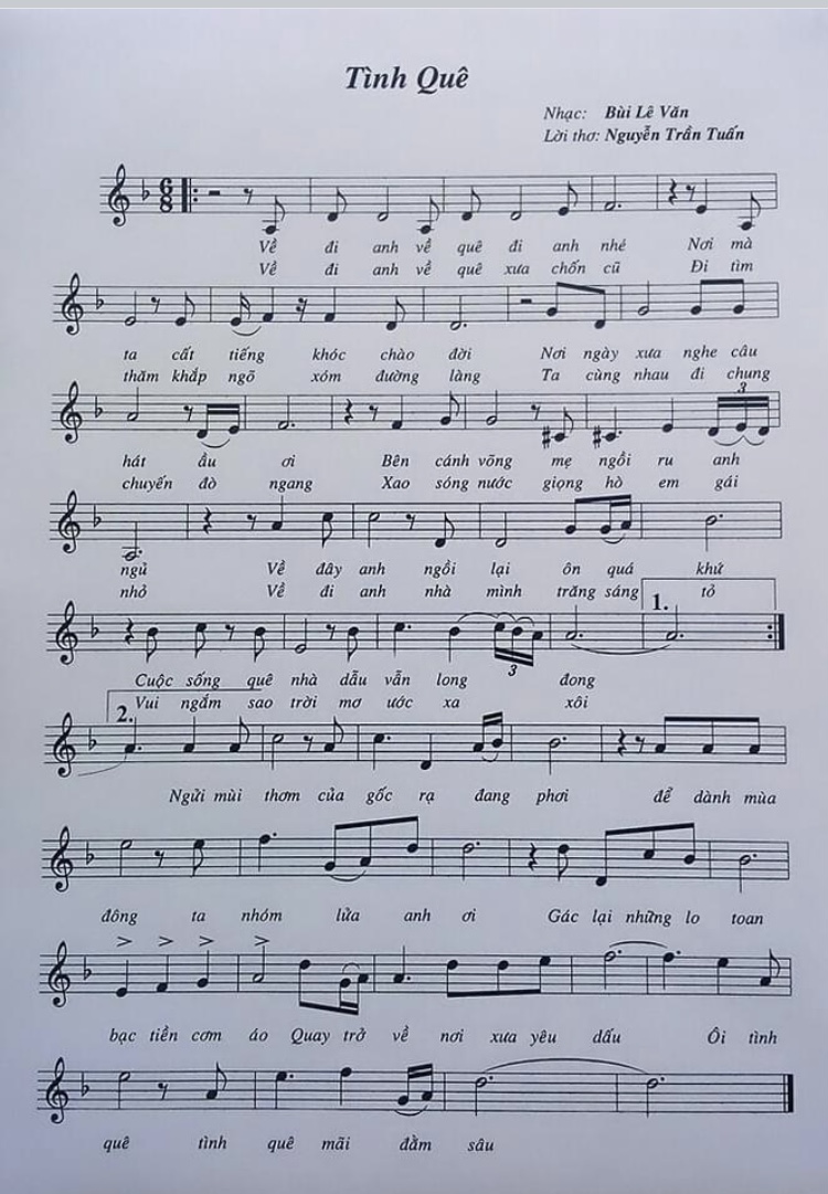 Sheet nhạc Tình quê - Trang 1
