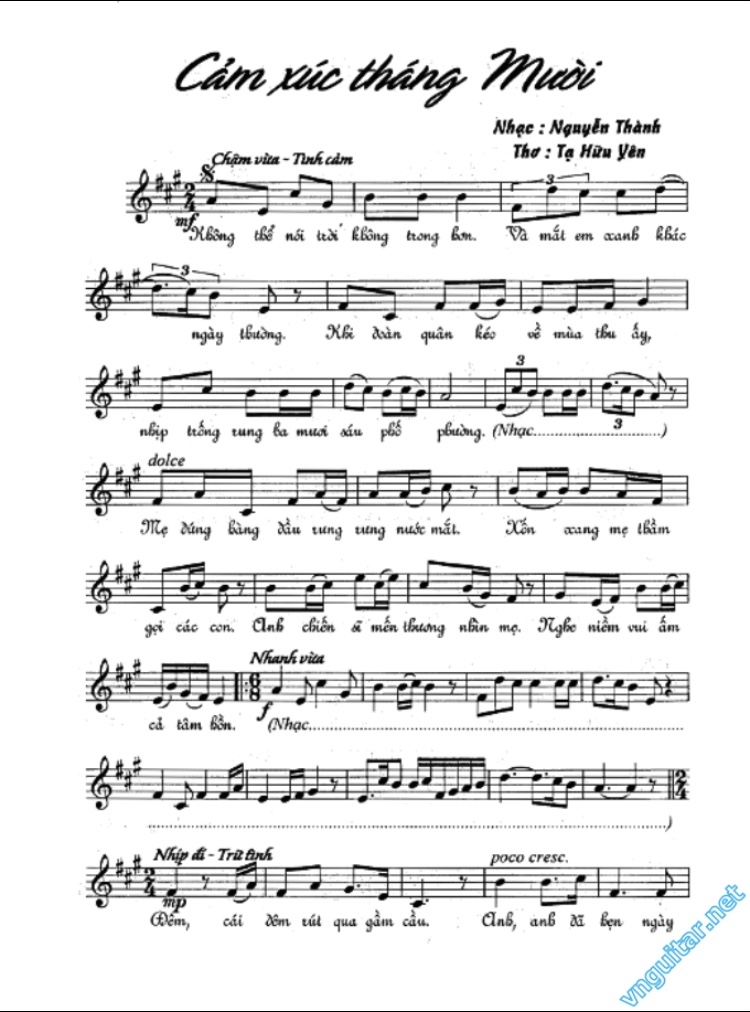 Sheet nhạc Cảm xúc tháng mười - Trang 1
