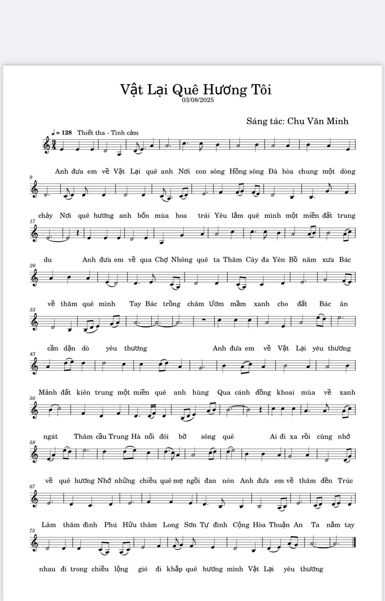 Sheet nhạc Vật Lại - Quê hương tôi - Trang 1