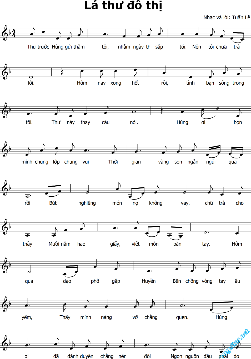 Sheet nhạc Lá thư đô thị - Trang 5