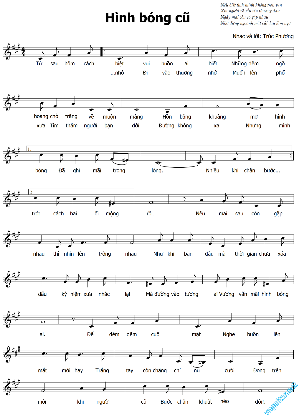 Sheet nhạc Hình bóng cũ - Trang 5