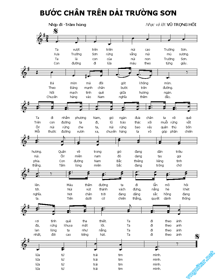 Sheet nhạc Bước chân trên dãy Trường Sơn - Trang 1