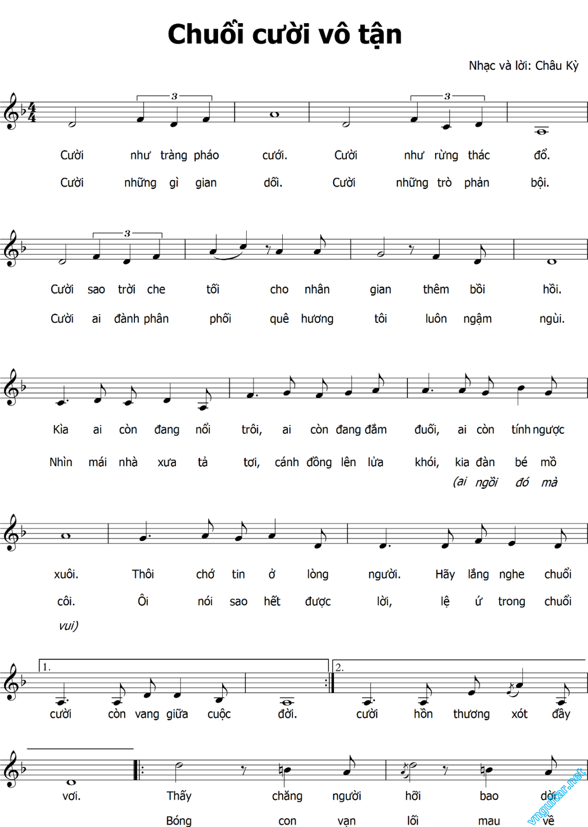 Sheet nhạc Chuỗi cười vô tận - Trang 1