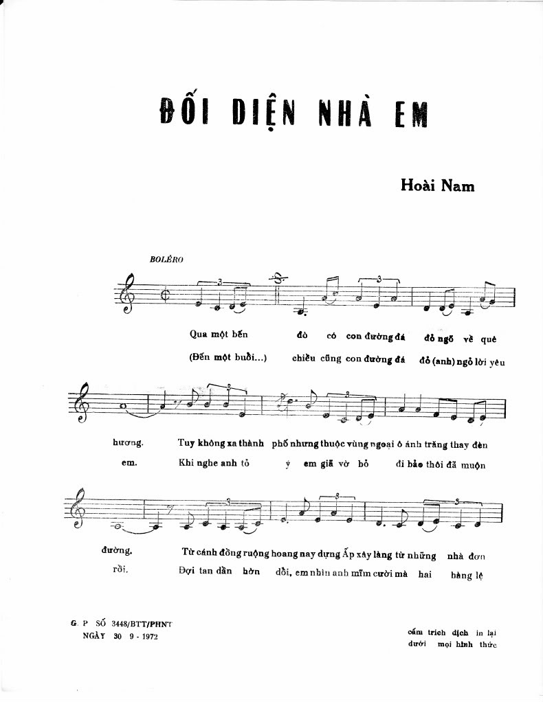 Sheet nhạc Đối diện nhà em - Trang 2