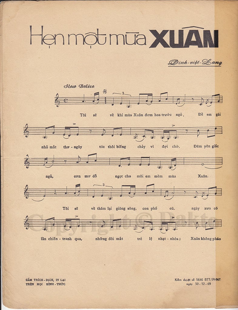 Sheet nhạc Hẹn một mùa xuân - Trang 2