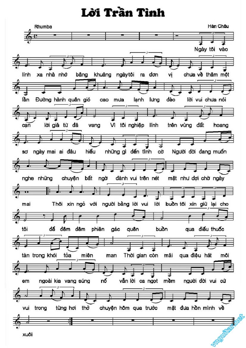 Sheet nhạc Lời trần tình - Trang 1
