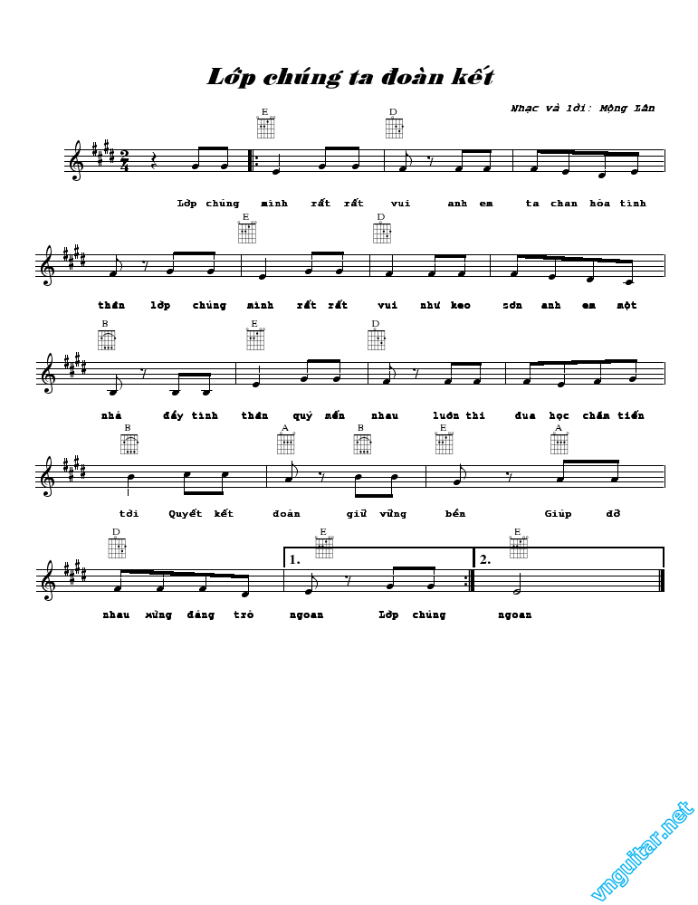 Sheet nhạc Lớp chúng ta đoàn kết - Trang 1