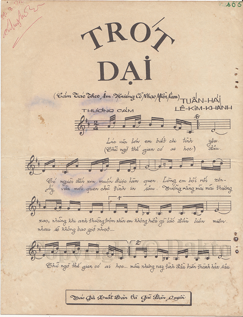 Sheet nhạc Trót dại (Lỡ lầm) - Trang 1