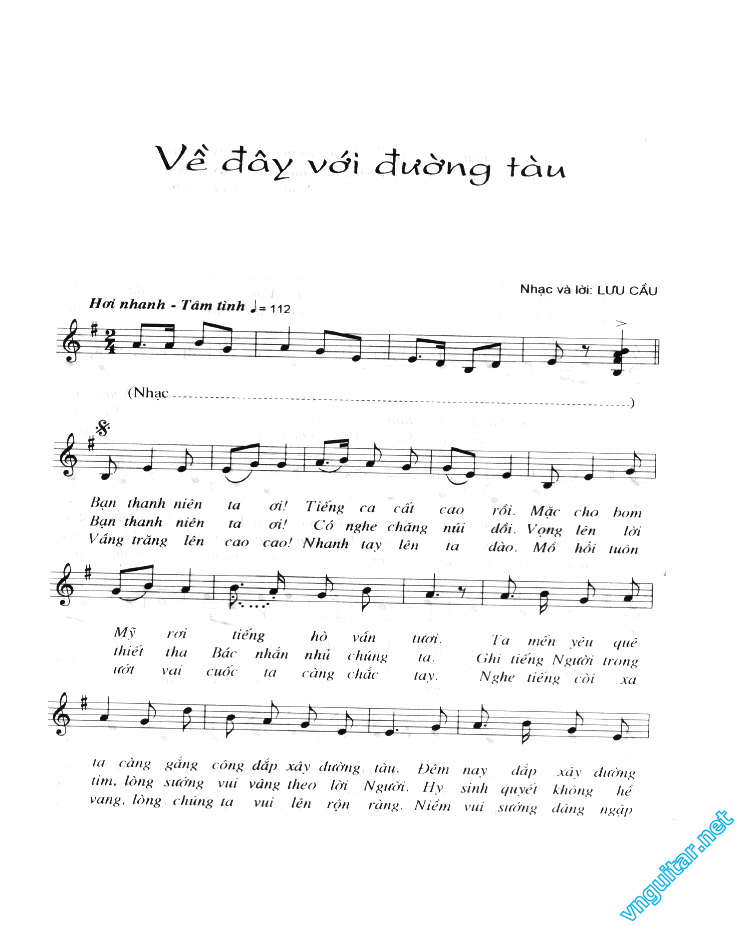 Sheet nhạc Về đây với đường tàu - Trang 1