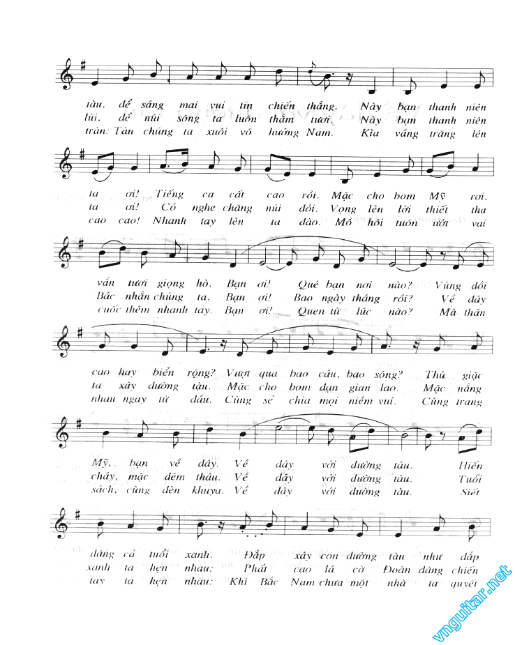 Sheet nhạc Về đây với đường tàu - Trang 2