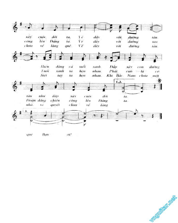 Sheet nhạc Về đây với đường tàu - Trang 3