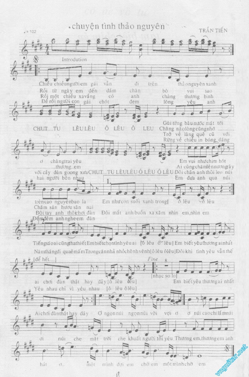 Sheet nhạc Chuyện tình thảo nguyên - Trang 1