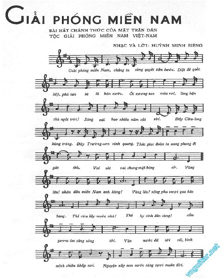 Sheet nhạc Giải phóng Miền Nam - Trang 1