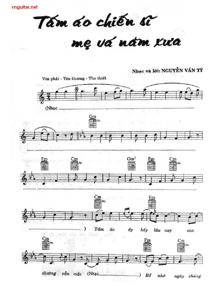 Sheet nhạc Tấm áo chiến sĩ mẹ vá năm xưa - Trang 1
