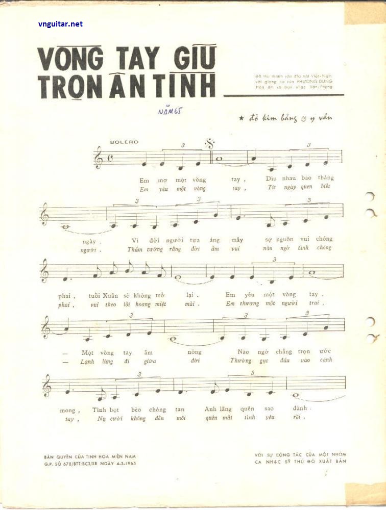 Sheet nhạc Vòng tay giữ trọn ân tình - Trang 1