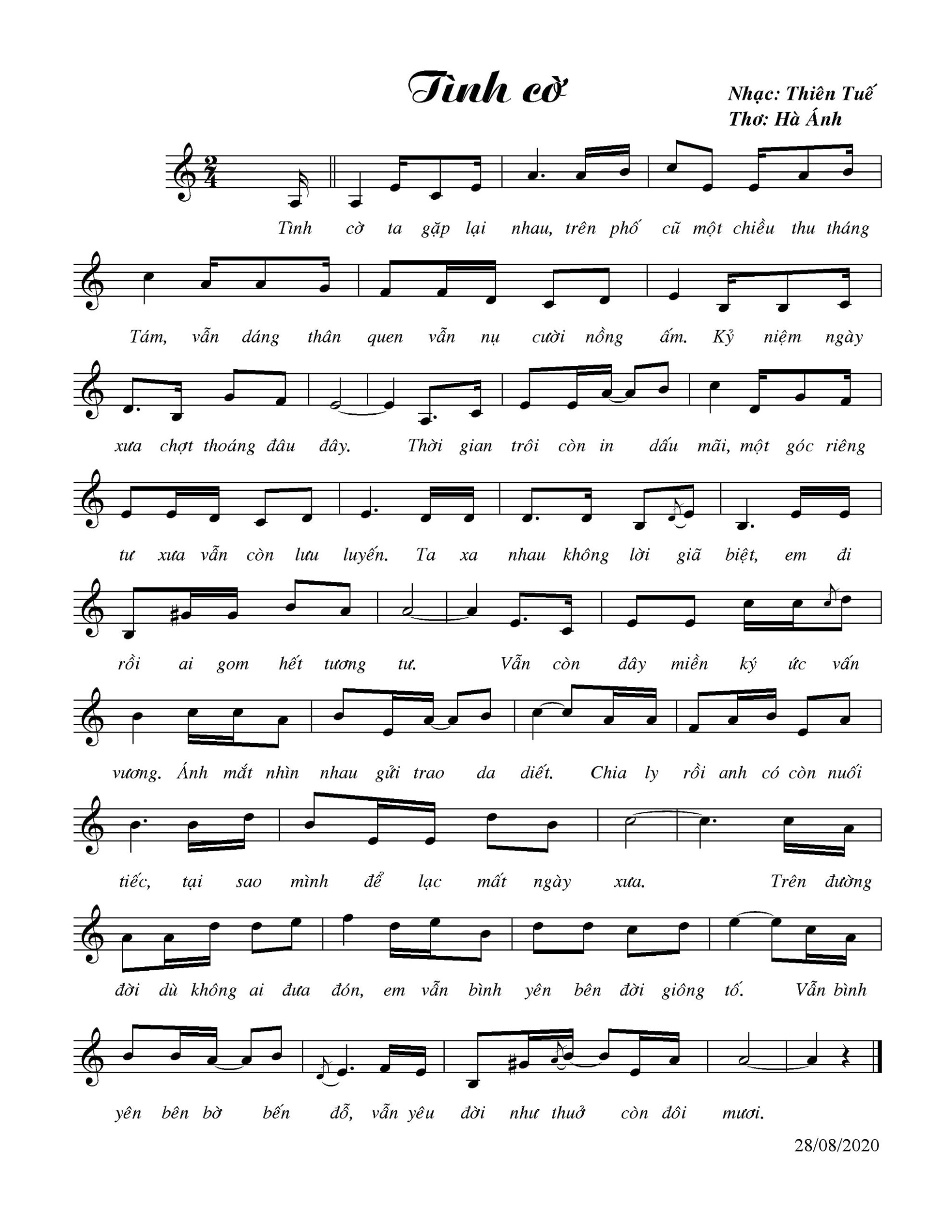 Sheet nhạc Tình cờ - Trang 1