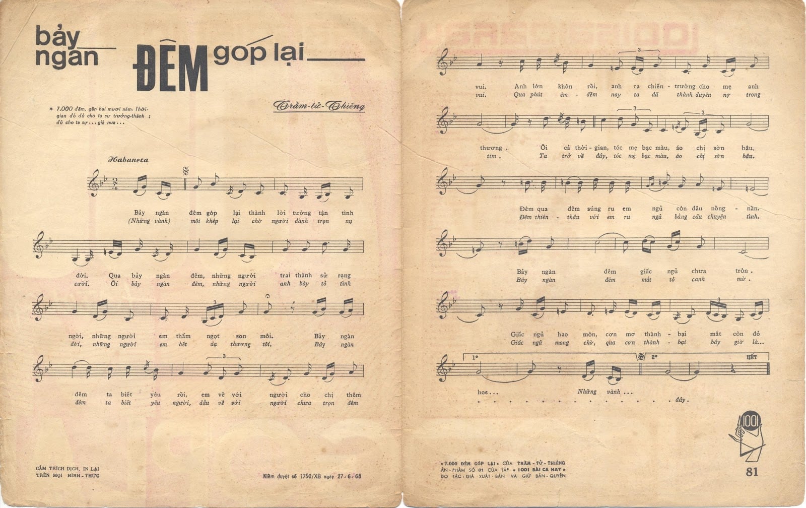 Sheet nhạc Bảy ngàn đêm góp lại - Trang 2
