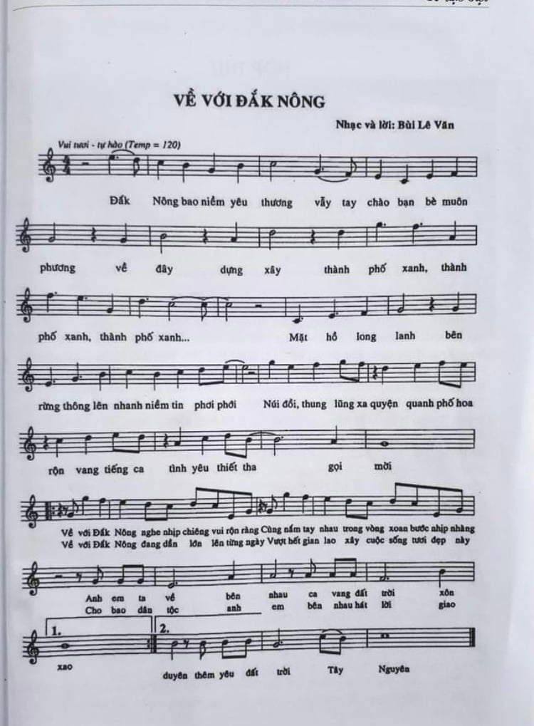 Sheet nhạc Về với Đắk Nông - Trang 1