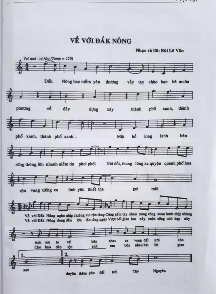 Sheet nhạc Về với Đắk Nông - Trang 1