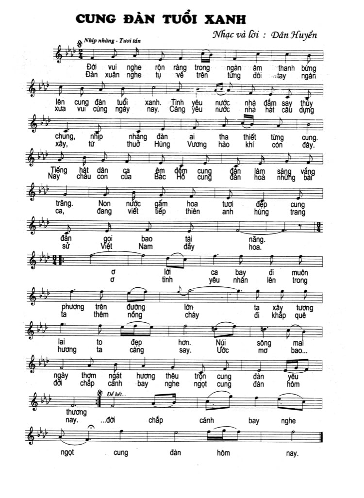 Cung đàn tuổi xanh Sheet Nhạc