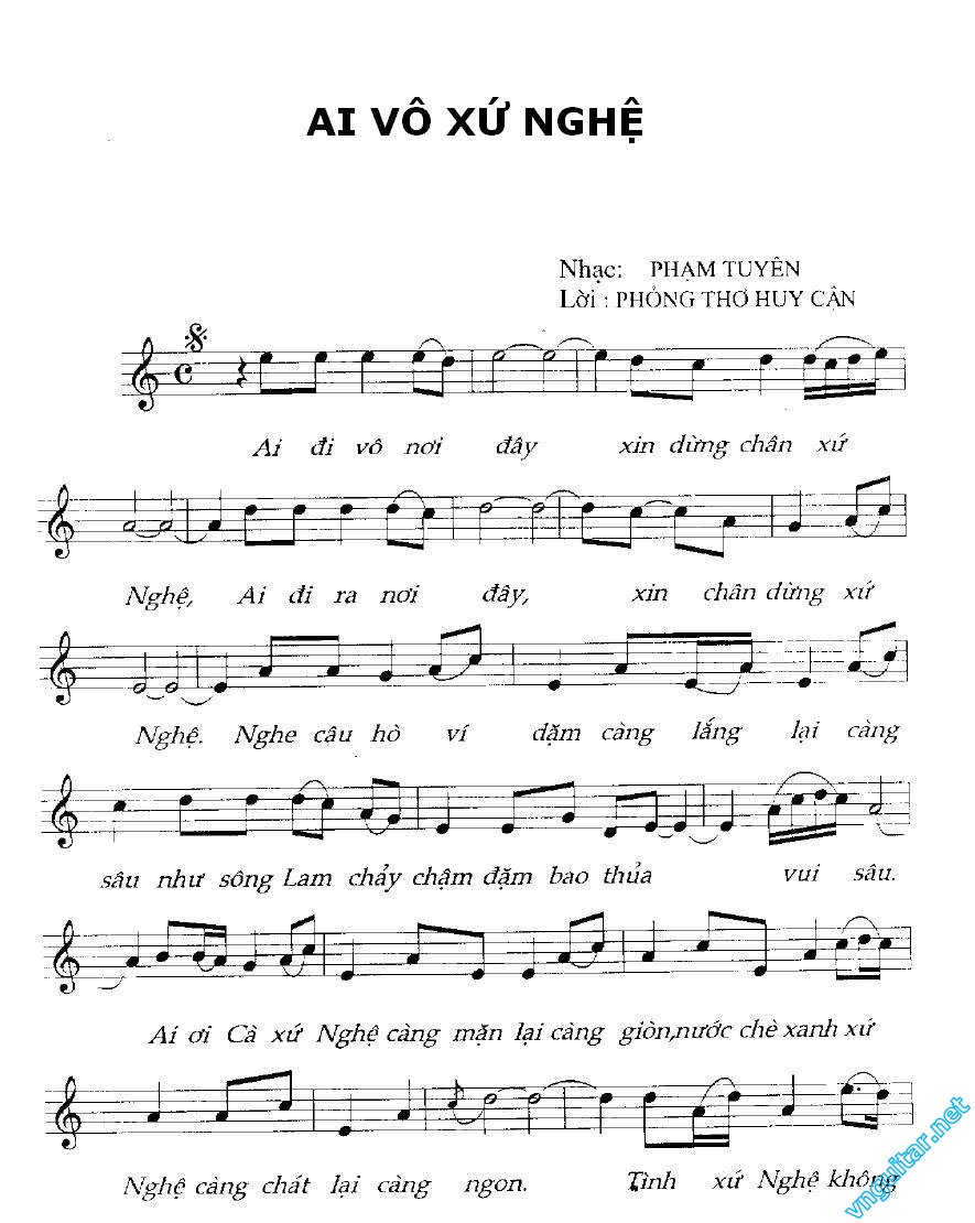 Sheet nhạc Ai vô xứ Nghệ - Trang 1