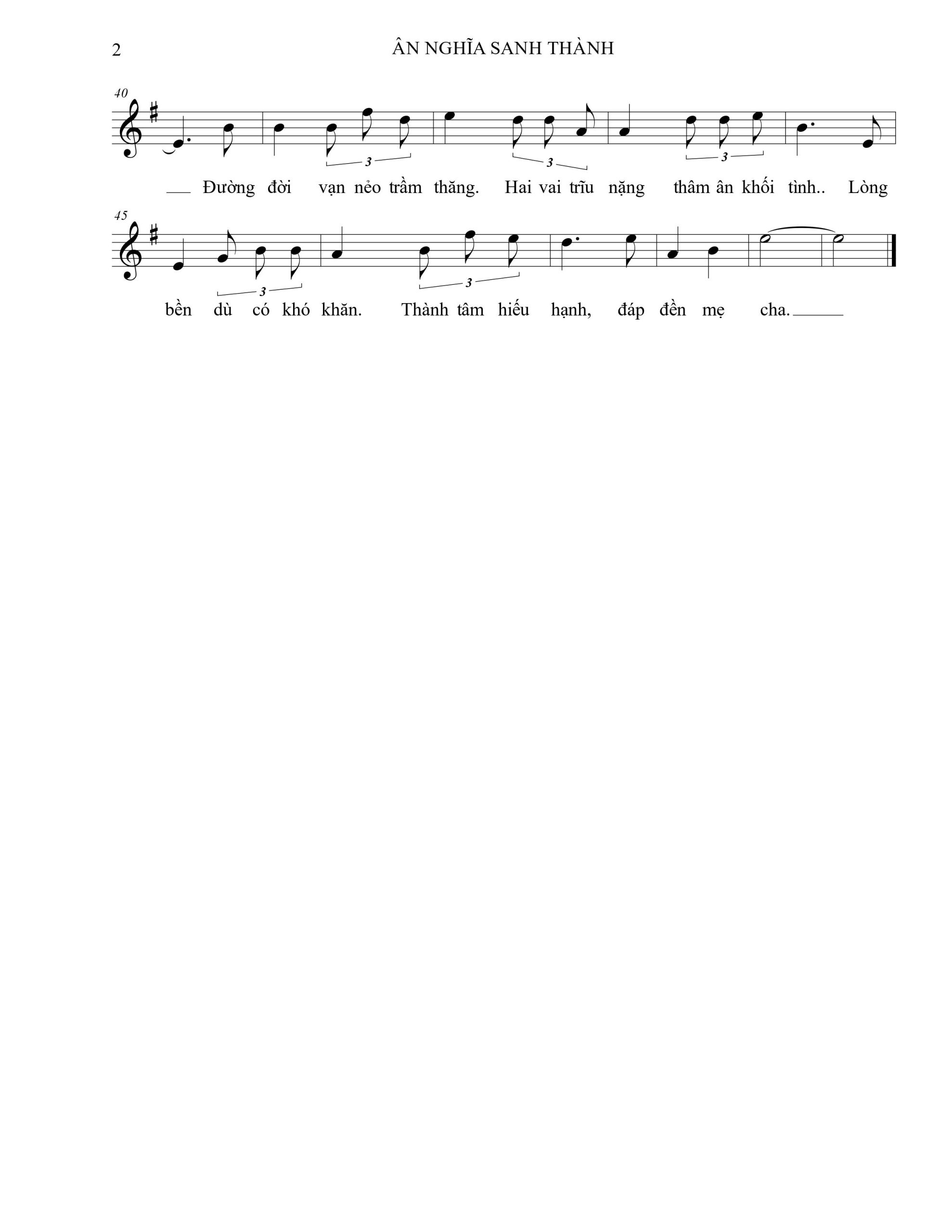 Sheet nhạc Ân nghĩa sanh thành - Trang 2