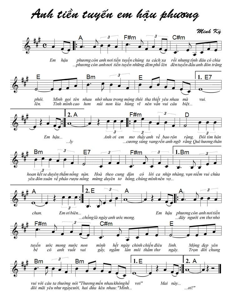 Sheet nhạc Anh tiền tuyến em hậu phương - Trang 1