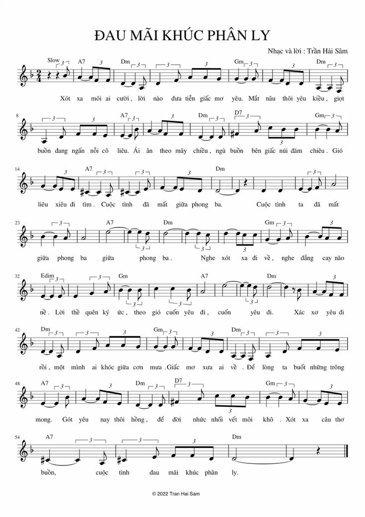 Sheet nhạc Đau mãi khúc phân ly - Trang 1