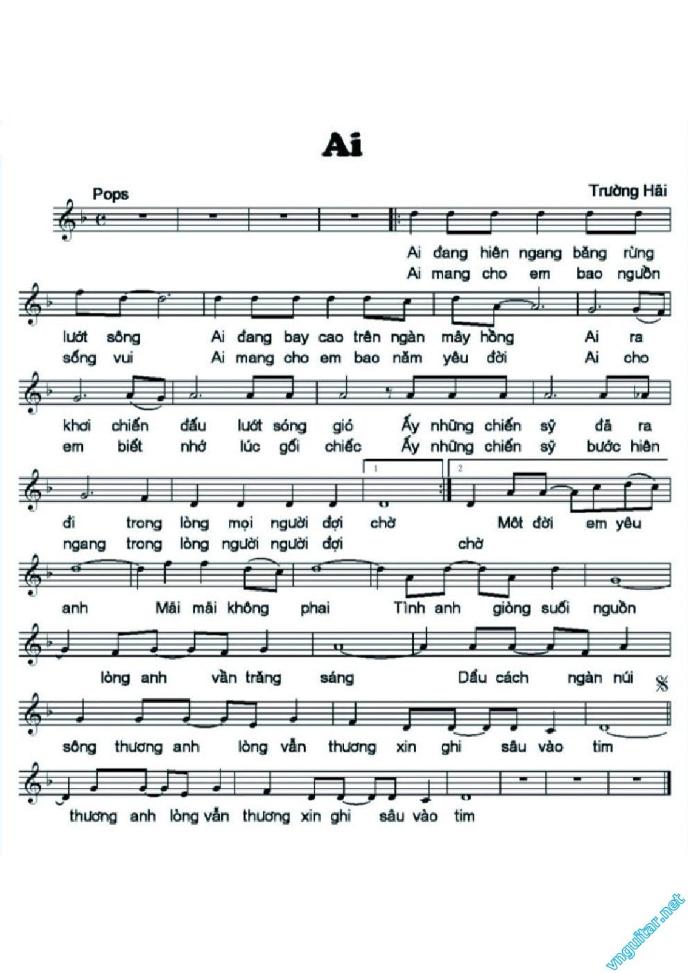 Sheet nhạc Ai - Trang 1