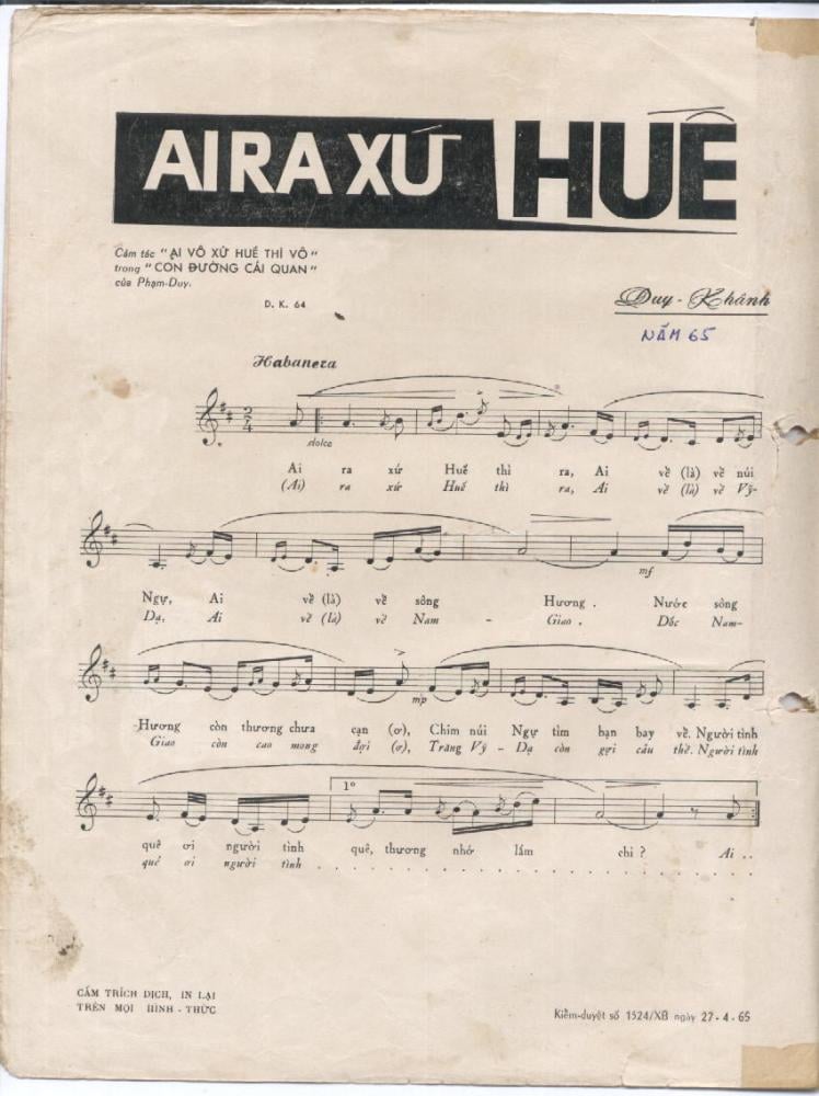 Sheet nhạc Ai ra xứ Huế - Trang 2