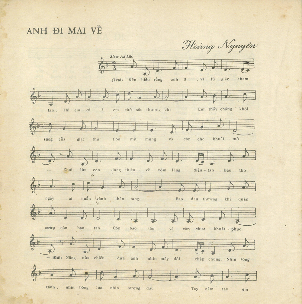 Sheet nhạc Anh đi mai về - Trang 1