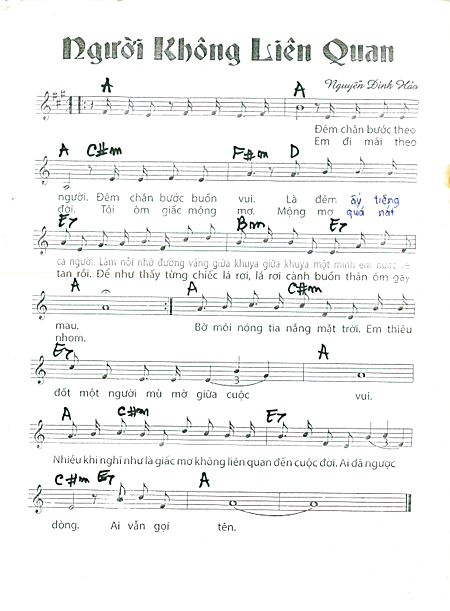 Sheet nhạc Người không liên quan - Trang 1