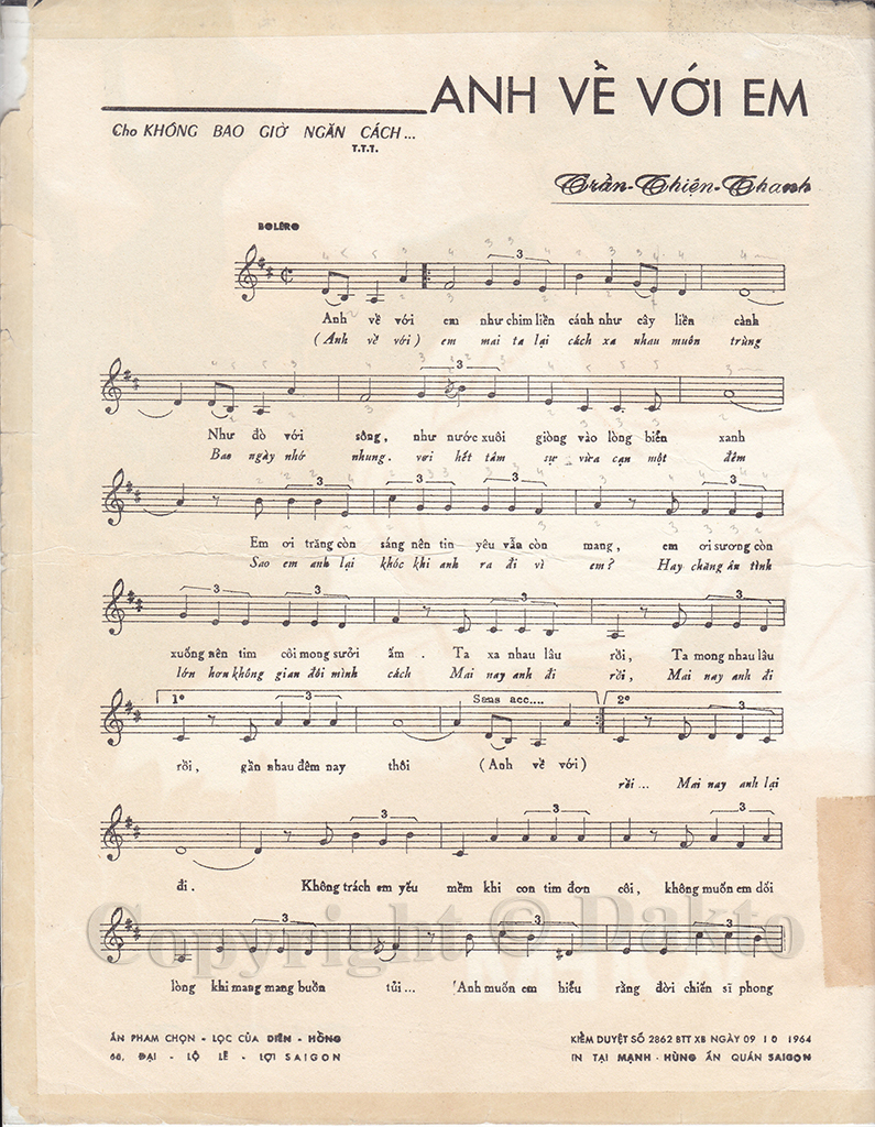 Sheet nhạc Anh về với em - Trang 2