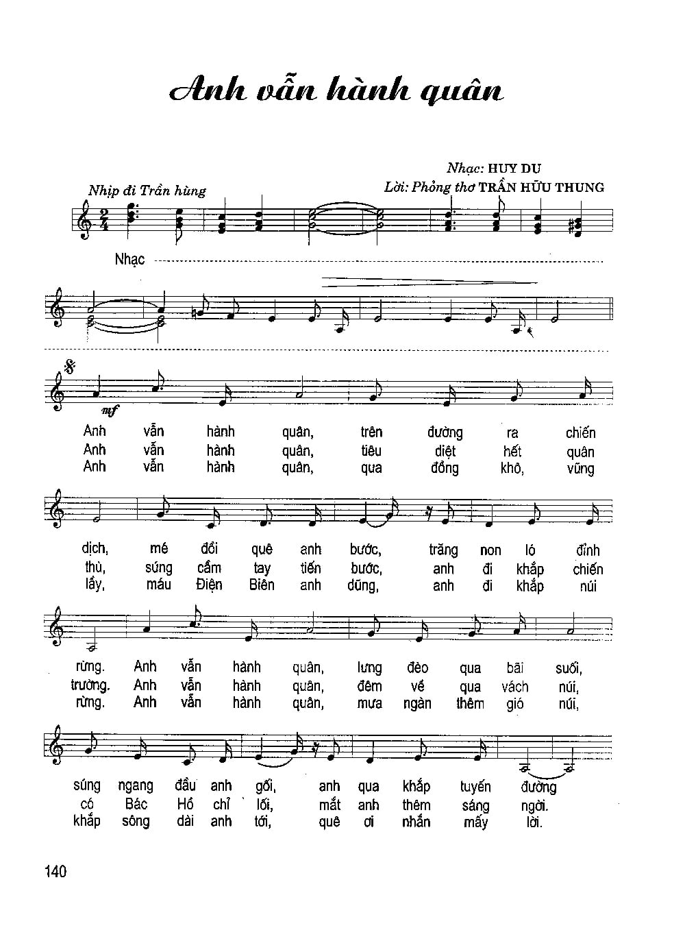 Sheet nhạc Anh vẫn hành quân - Trang 1