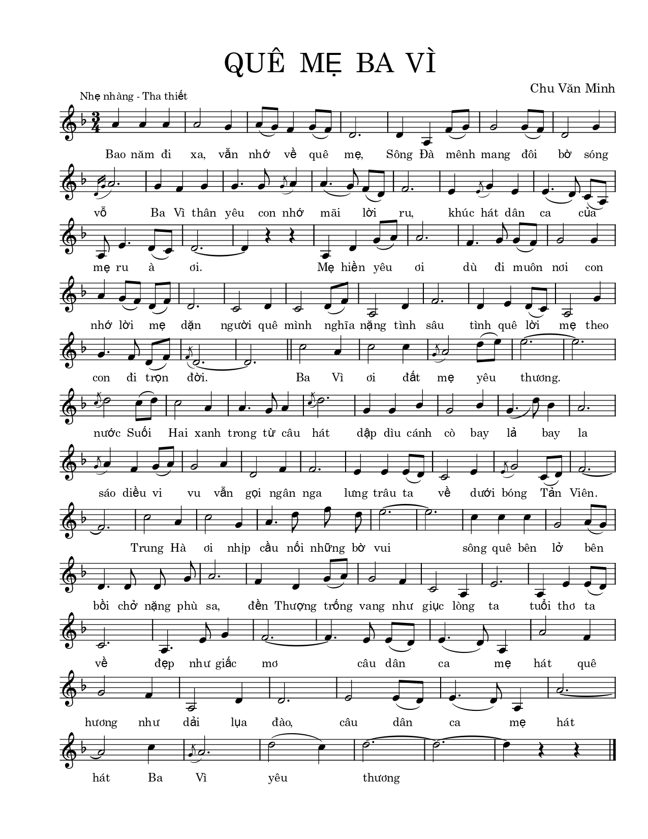 Sheet nhạc Ba Vì quê mẹ - Trang 1