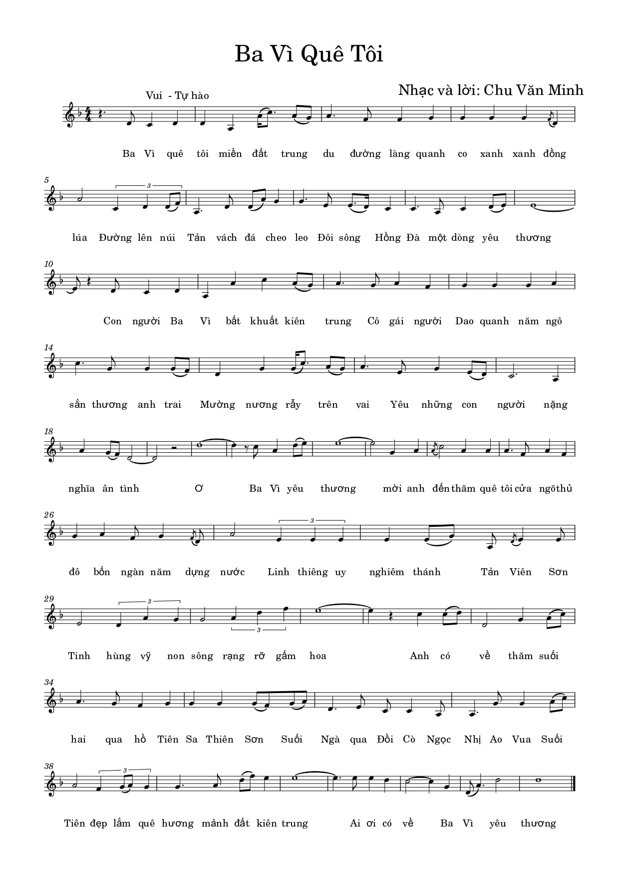 Sheet nhạc Ba Vì quê tôi - Trang 1